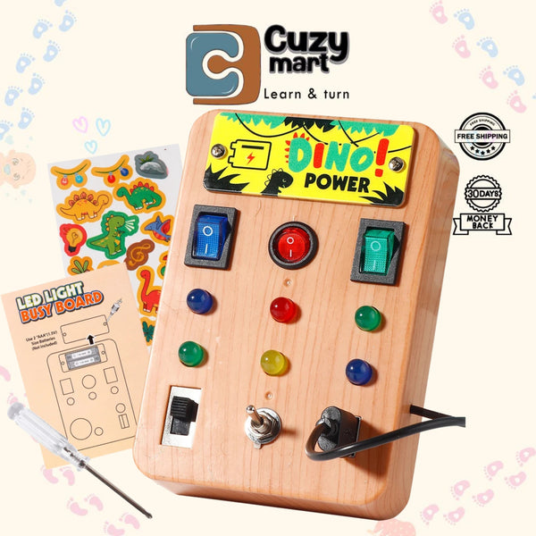 Interactive Montessori Busy Board with Lights & Tools