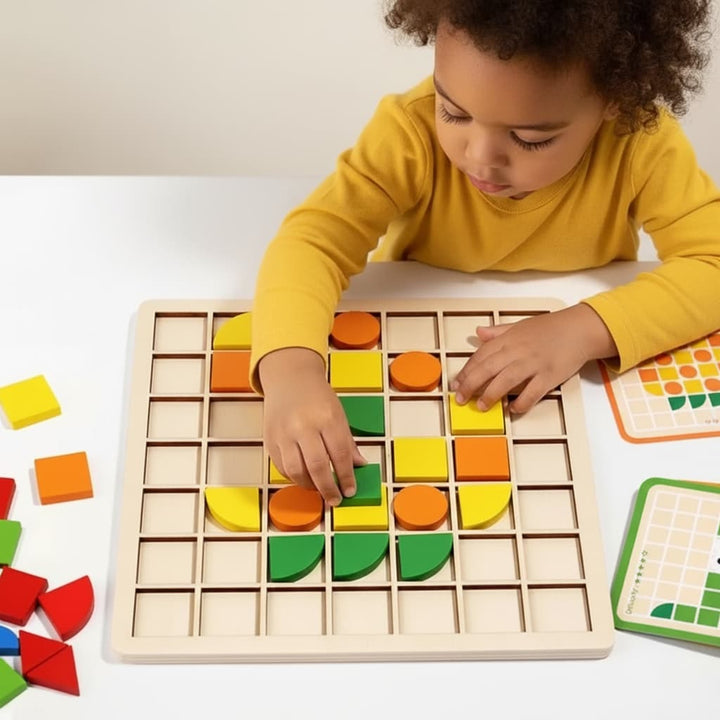 Montessori Wooden Pattern Blocks | Geometric Tangram & Mosaic Puzzle ...