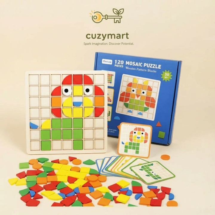 Montessori Wooden Pattern Blocks | Geometric Tangram & Mosaic Puzzle ...